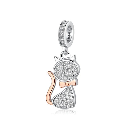 Original 925 Sterling Silver Charms Love Pets Dog Cat Paw Print Pendant Beads Fit Brand Bracelets Necklaces Women DIY Jewelry