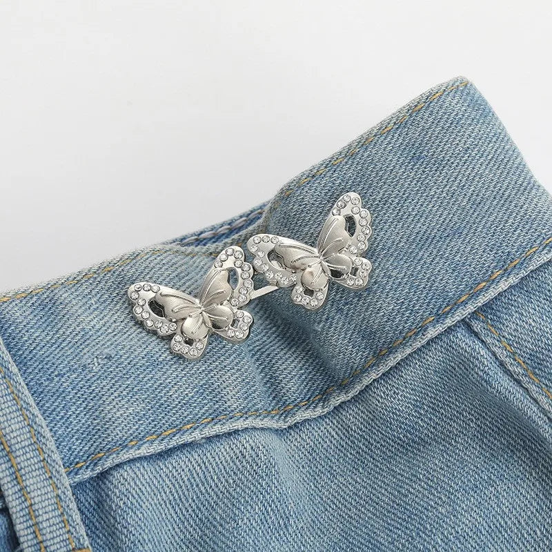 Jeans Button Adjustable Clips for Pant Skirts Waist Tightener Buckle Snap Button Adjuster Butterfly Pin Button Clothing Suppl