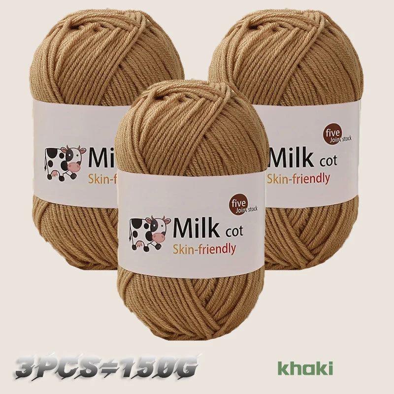 150g milk yarn handmade medium coarse DIY weaving yarn ball for knitting sweaters, hats, scarves and other clothing - 42 khak