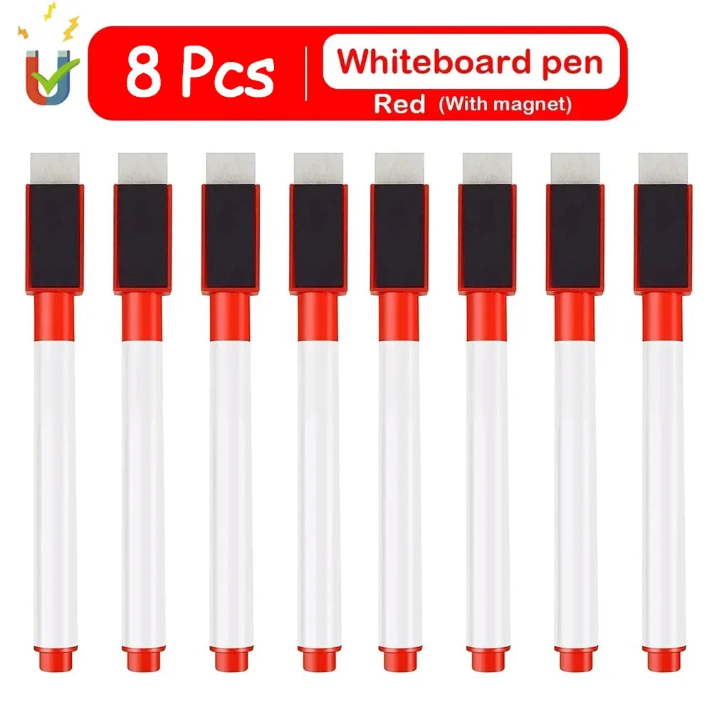 4/8Pcs Magnetic Erasable Whiteboard Pen Color Options Numbering Stationery Office Teaching Supplies for Blackboard Student No