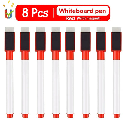 4/8Pcs Magnetic Erasable Whiteboard Pen Color Options Numbering Stationery Office Teaching Supplies for Blackboard Student No