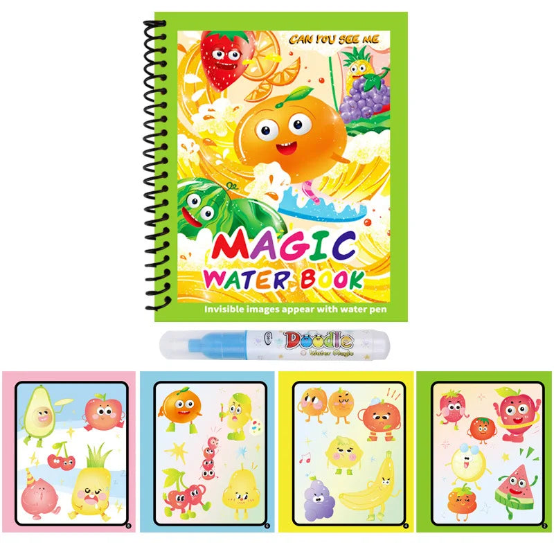 1pc Reusable Water Drawing Book Magic Water Book Mess-Free Magic Painting Pad with Refillable Water Pen Learning Education To
