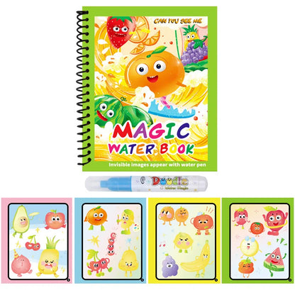 1pc Reusable Water Drawing Book Magic Water Book Mess-Free Magic Painting Pad with Refillable Water Pen Learning Education To