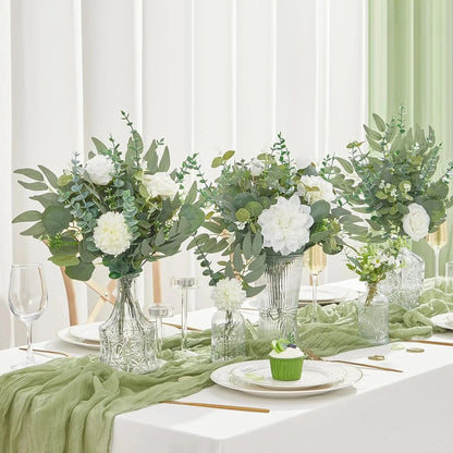 20pcs Eucalyptus Leaves Stems Artificial Plant Bouquet Fake Flowers for Home Decor DIY Floral Arrangement Wedding Decoration
