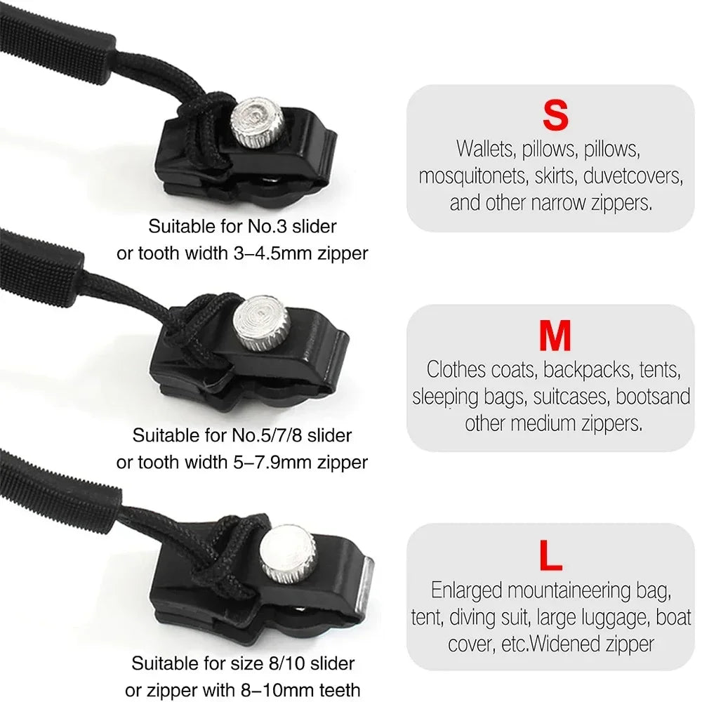 Universal Zipper Repair Kit Quick Instant Detachable Zipper Head Replacement Zipper Slider Pull for Jacket Bags Coat Free Sew