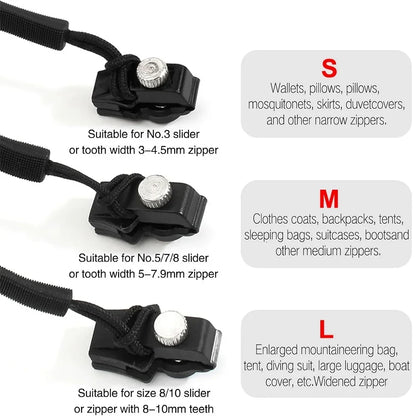 Universal Zipper Repair Kit Quick Instant Detachable Zipper Head Replacement Zipper Slider Pull for Jacket Bags Coat Free Sew