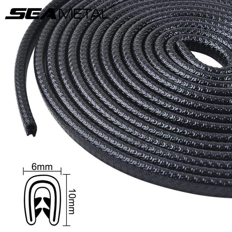 SEAMETAL Car Door Edge Seal Strip 2/5/10m U-Shape Auto Door Protector Guard Trim Anti-Scratch Weather Strip Decoration Sticke