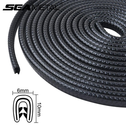 SEAMETAL Car Door Edge Seal Strip 2/5/10m U-Shape Auto Door Protector Guard Trim Anti-Scratch Weather Strip Decoration Sticke