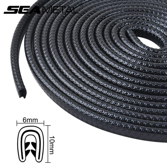 SEAMETAL Car Door Edge Seal Strip 2/5/10m U-Shape Auto Door Protector Guard Trim Anti-Scratch Weather Strip Decoration Sticke