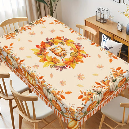 Fall Thanksgiving Pumpkin Maple Leaves Tablecloth for Table Decor Autumn Harvest Floral Kitchen Dining Table Cloth Wedding De