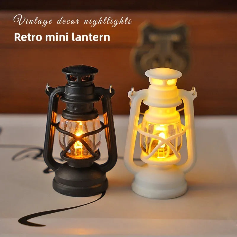 Dollhouse Mini Led Retro Glowing Pony Lantern Simulation Cande Light Night Light Dolls Miniature oil light Lamp Home Decor To