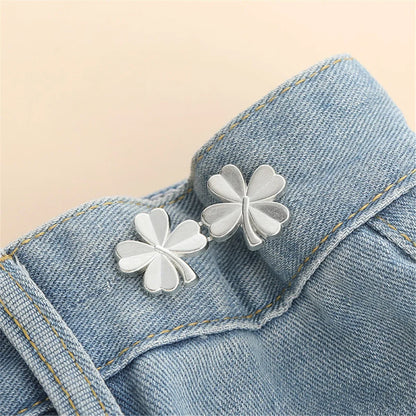 1 Pair Jeans Button Adjustable Clips for Pant Skirts Waist Tightener Buckle Snap Button Adjuster Pants Pin Retractable Button
