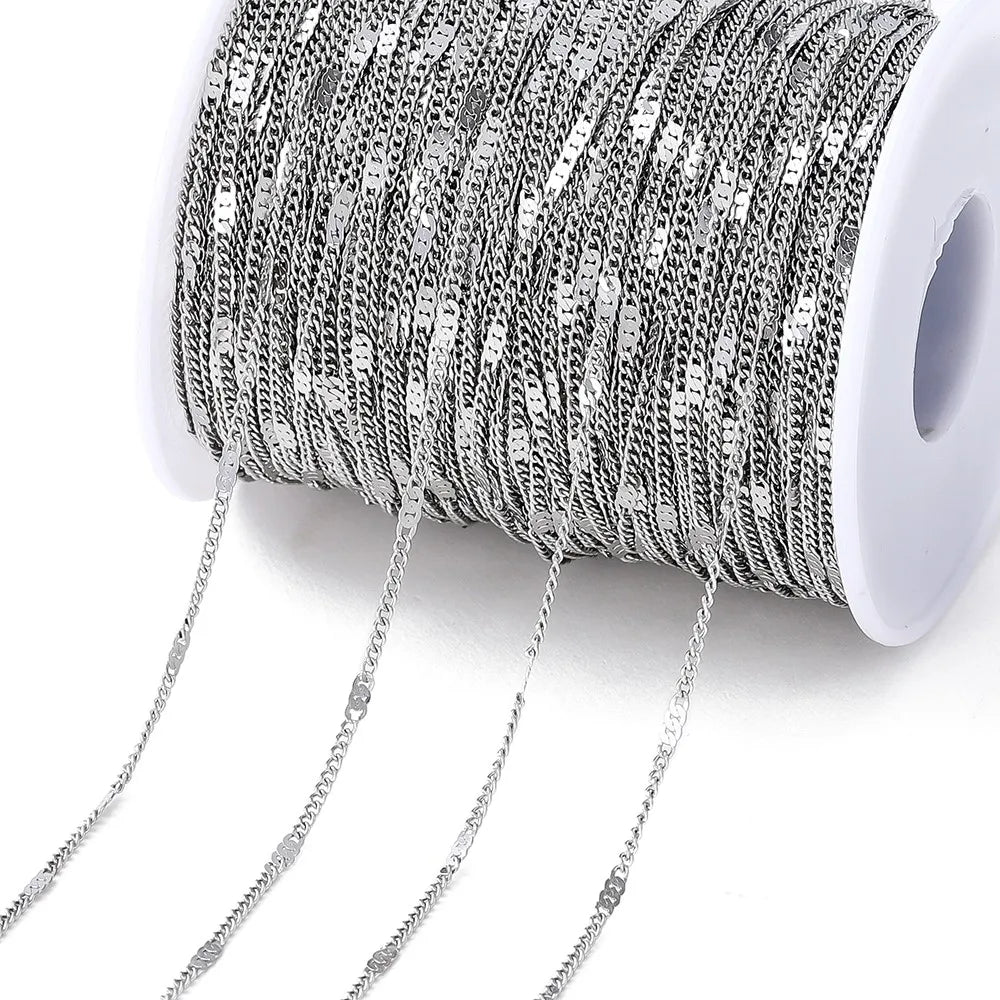 2Meters/Lot Stainless Steel Chains Gold Color Chain for Jewelry Making DIY Necklace Bracelet Accessories Lips Beads Beaded Ch
