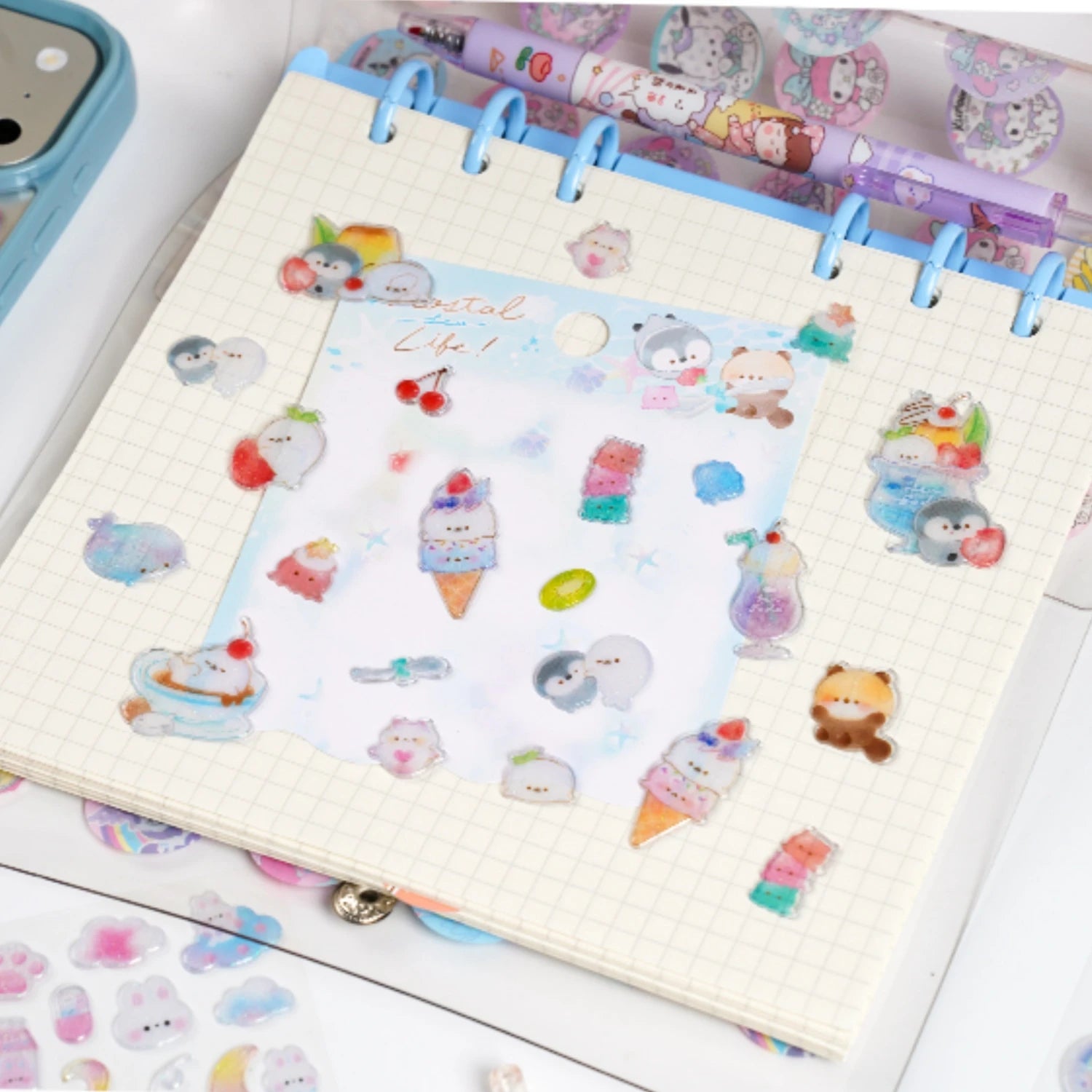 3 pcs Random Cute Candy Color Animals Flash Decor Stickers Scrapbooking Diy Journaling Cute Stationery Diary Sticker Gift Pri