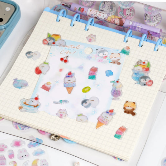 3 pcs Random Cute Candy Color Animals Flash Decor Stickers Scrapbooking Diy Journaling Cute Stationery Diary Sticker Gift Pri