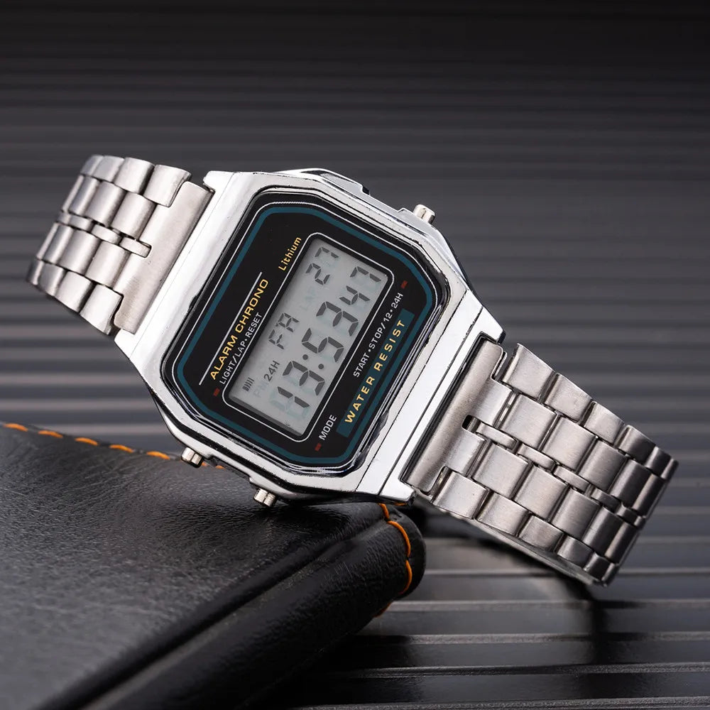 Luxury LED Digital Watch for Men Stainless Steel Men's Electronic Wristwatch Simple Business Gold Sliver Mens Watch Reloj Hom