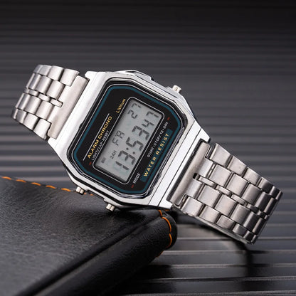 Luxury LED Digital Watch for Men Stainless Steel Men's Electronic Wristwatch Simple Business Gold Sliver Mens Watch Reloj Hom