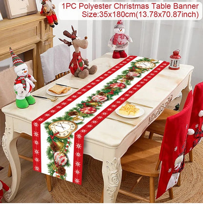 Christmas Table Runner Merry Christmas Decoration for Home Xmas Party Decor 2025 Navidad Notal Noel Ornament Happy New Year 2