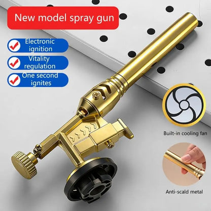 Portable Gold Copper Gas Welding Torch High Temperature Flame for BBQ Cooking Brazing