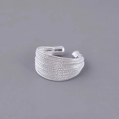 925 Sterling Silver Rings for Women Couple Minimalist Handmade Simple Wide Open Ring Prevent Allergy Jewelry Party Wedding Gi