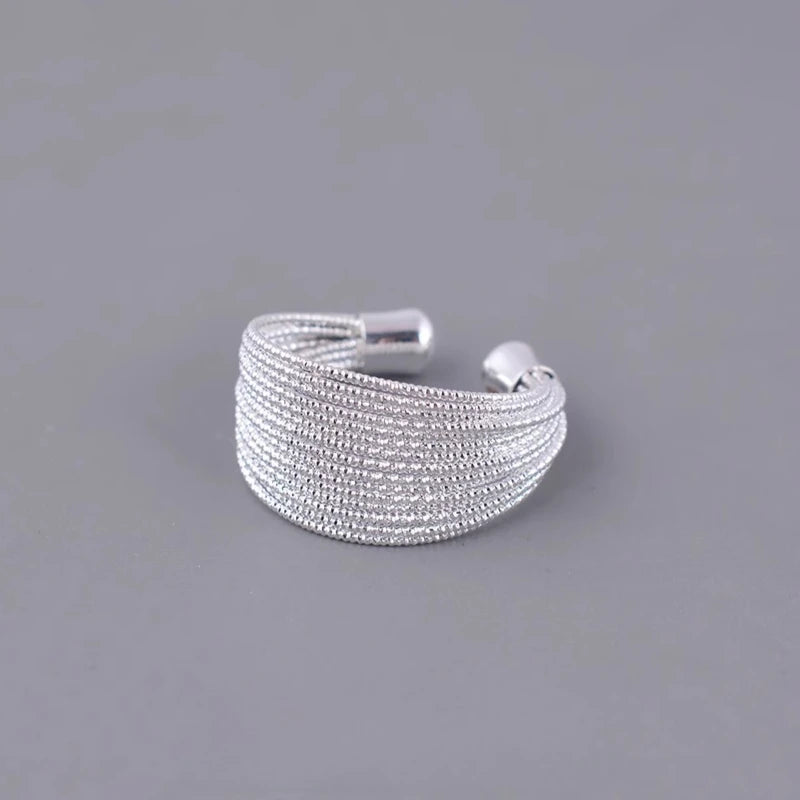 925 Sterling Silver Rings for Women Couple Minimalist Handmade Simple Wide Open Ring Prevent Allergy Jewelry Party Wedding Gi