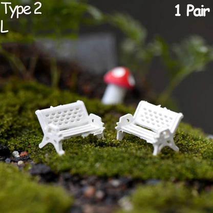3pcs Table Chairs Miniature Set Mini Fairy Garden Furniture Ornaments Kit for Dollhouse Accessories Home Micro Landscape - St
