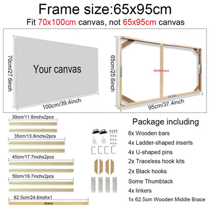Various Sizes Canvas Frame Wooden Frames Natural Wooden Photo Oil Painting Canvas Diamond Painting Frames Canvas Wood Wall Fr