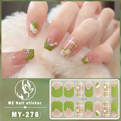 Nail Sticker Full Cover Waterproof Nail Art Manicure Decoration Sweet DIY Nail Decail Rhinestones Self Adhesive Manicure INS 