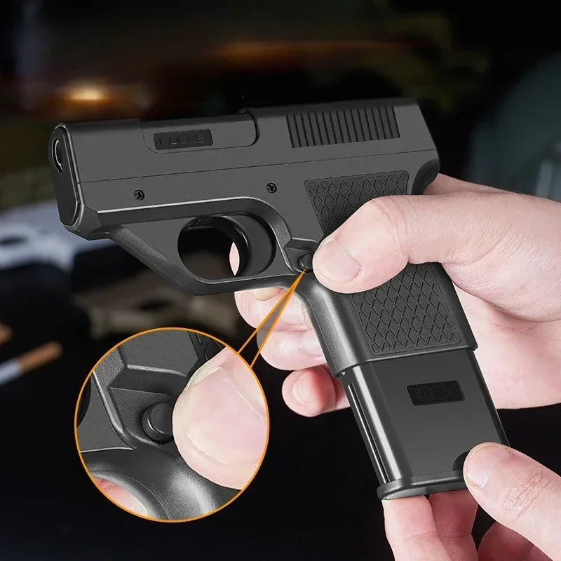 Gun-shaped lighter with 3 cigarette cases, dark blue flame gas lighter, windproof cigar lighter,suitable for Christmas,Hallow