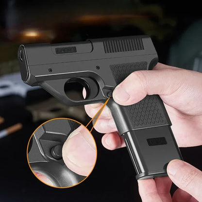 Gun-shaped lighter with 3 cigarette cases, dark blue flame gas lighter, windproof cigar lighter,suitable for Christmas,Hallow