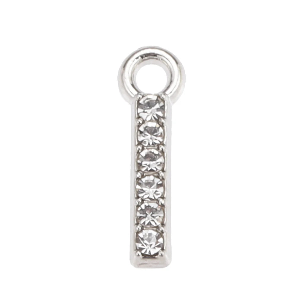 10/26pcs Silver Color Alloy Crystal Mini Alphabet 26 Letter Charms Pendants for Women Necklace Earring Jewelry Accessories - 