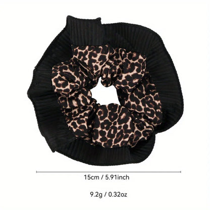 Women's New Vintage Leopard Print Lace Hair Rings Fashionable Niche Design Elegant Hair Ties with High - end Feeling