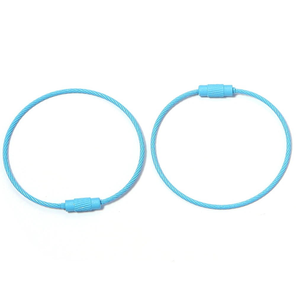 10pcs/lot Stainless Steel Wire Keychains Colorful Round Cable Loop Screw Lock Rope Rings For DIY Keyrings Key Chains Accessor