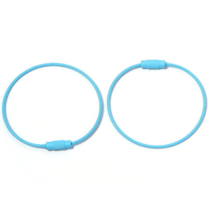 10pcs/lot Stainless Steel Wire Keychains Colorful Round Cable Loop Screw Lock Rope Rings For DIY Keyrings Key Chains Accessor