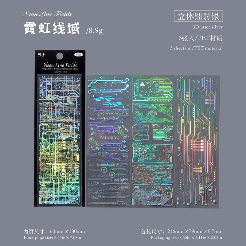 3sheets Element Collection Series Kawaii PET Laser Silver Stickers DIY Diary Phone Case Handmade Scrapbook Aesthetic Stickers