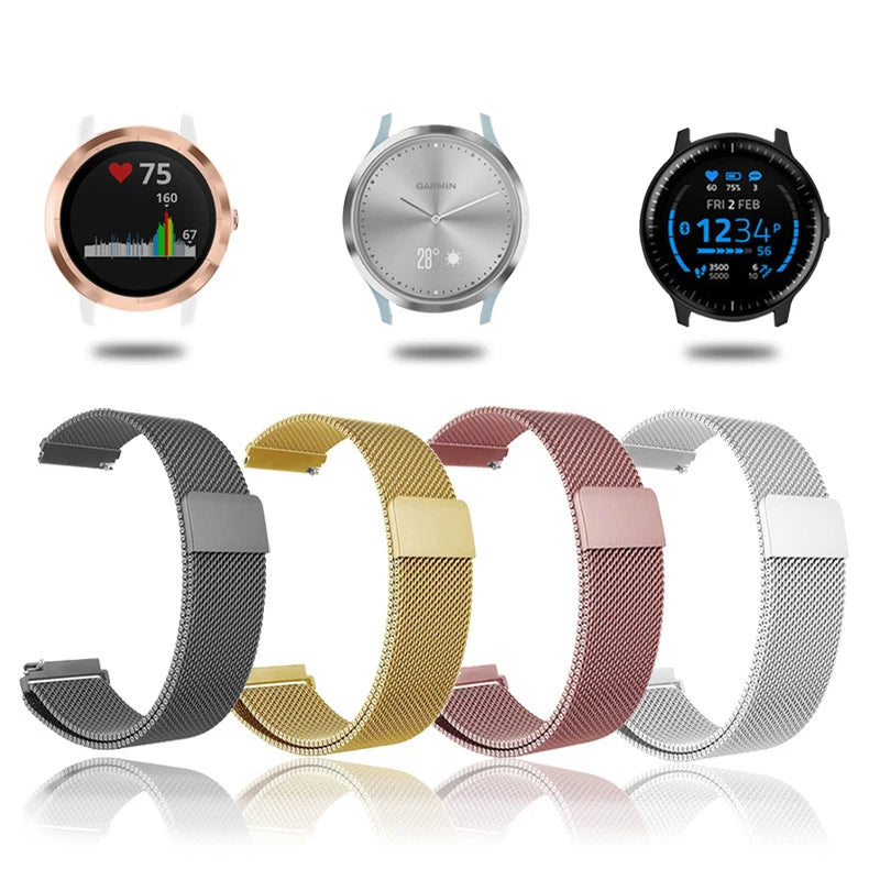 18mm 20mm 22mm Metal Strap For Garmin Vivoactive 3 4 4s 5 6 Band Watch Venu 2 2s 3s SQ Bracelet Venu 4 41mm 45mm Milanese Loo