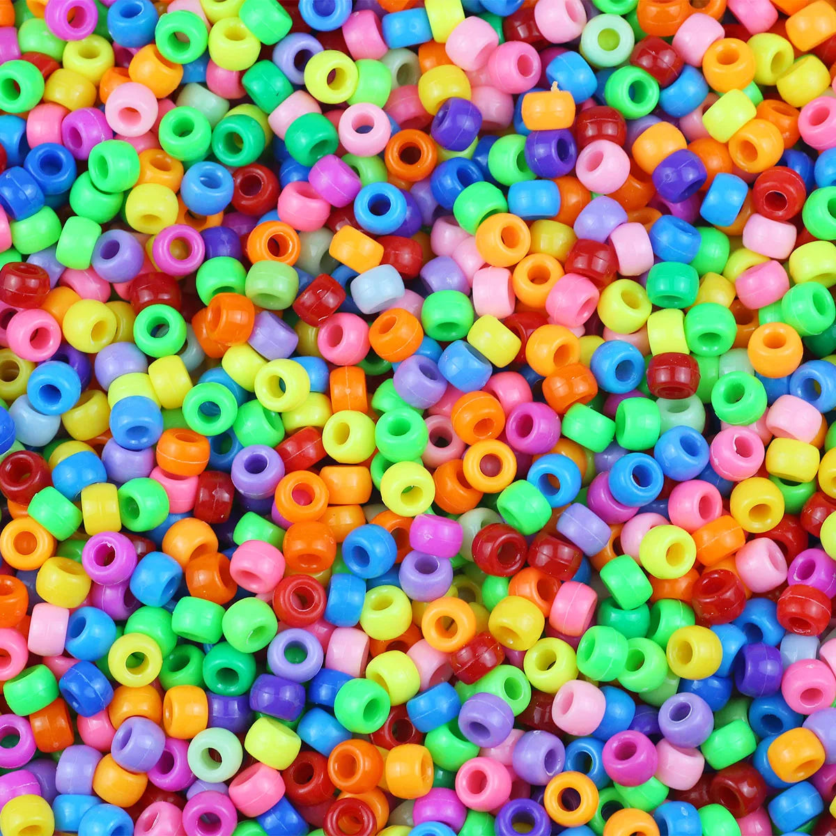 100/200/400pcs 6x9mm Solid Color Large Hole Pony Beads DIY Jewelry Making For Friendship Bracelets & Hair Braids Craft Suppli