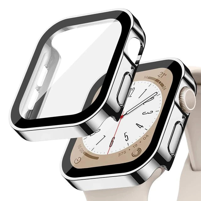 Glass+Case for Apple Watch 42 46mm 45mm 41 49 44mm 40 Mm Straight Edge Screen Protector Cover Case iWatch SE 6 7 8 9 10 11 Ul