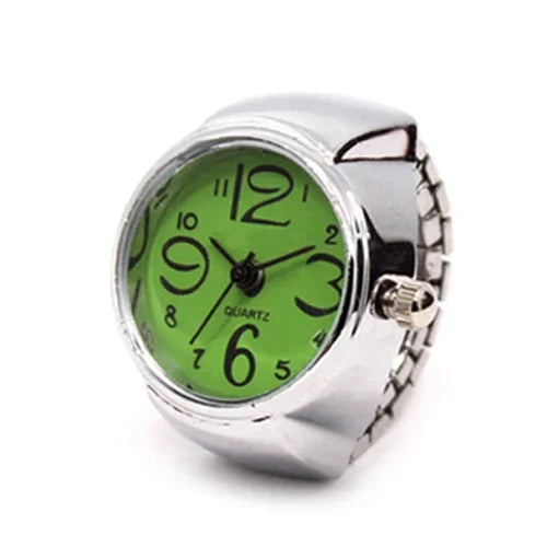 Vintage Punk Finger Watch Mini Elastic Strap Alloy Watches Couple Rings Jewelry Clock Retro Roman Quartz Watch Rings Women Me
