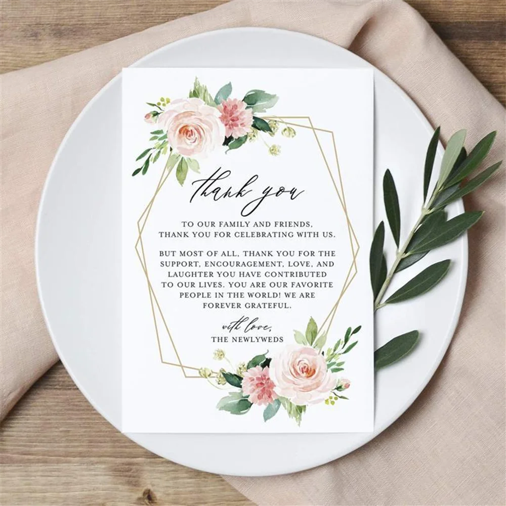 Personalized Table Card Couple's Name Wedding Invitations Thank You Welcome Menu Place Cards Editable Modern Minimalist Decor