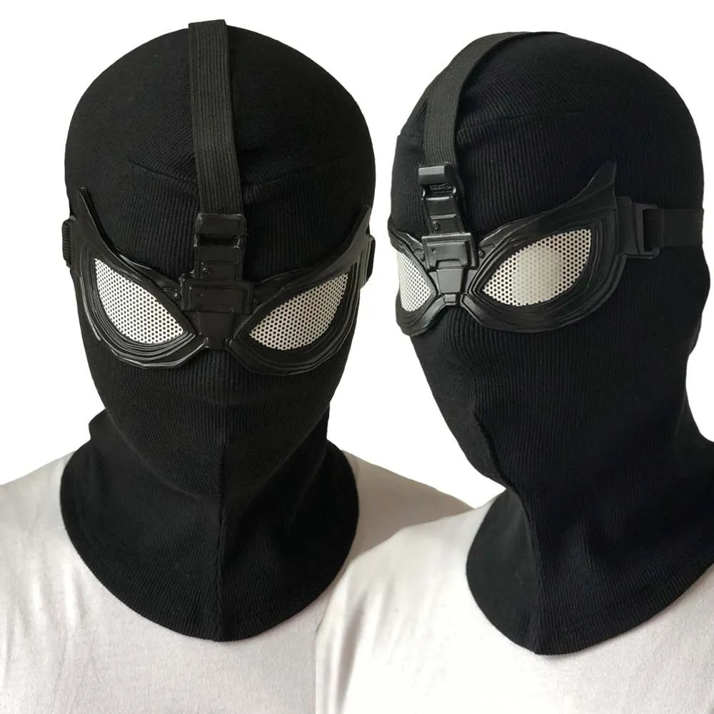 Superhero Peter Parker Spider Mask Cosplay Stealth Suit Black Helmet Halloween Masquerade Party Costume Props