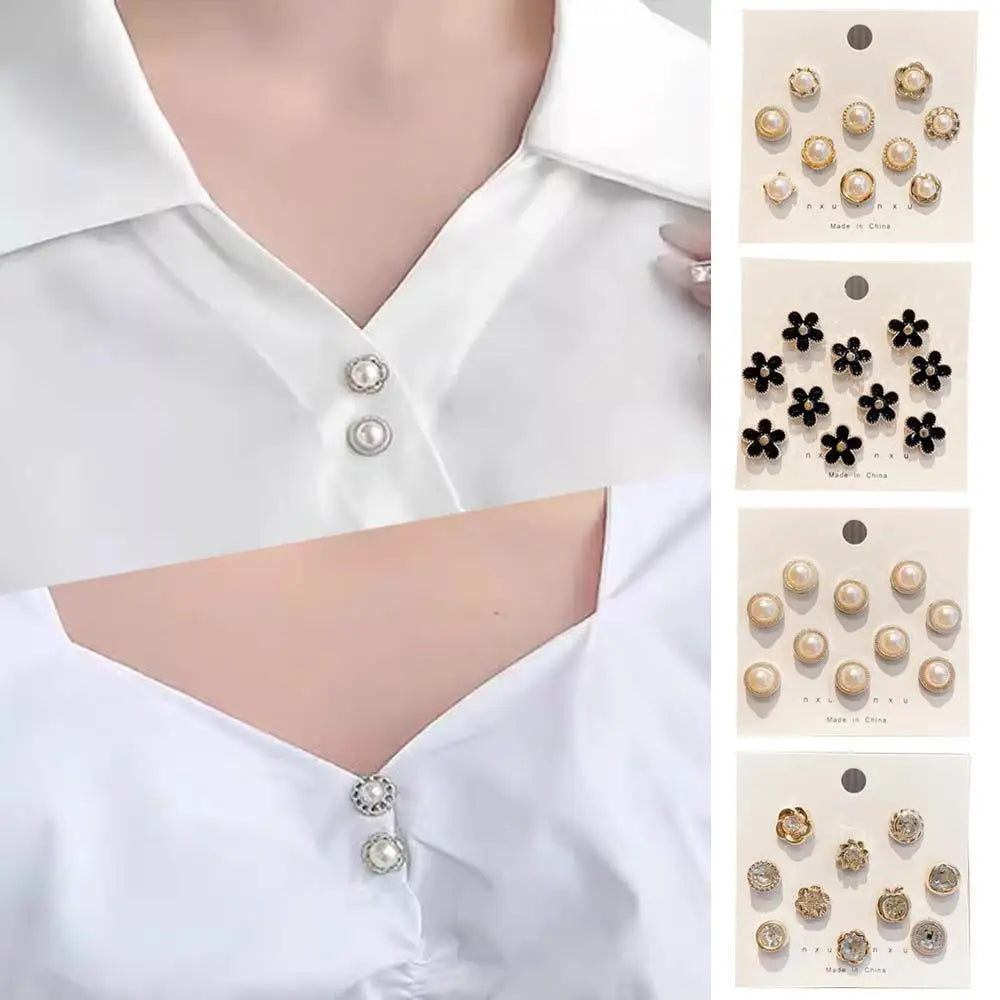 10pcs Collar Needle Buckle Fixed Pin 2025 Trendy Jewelry Gift For Women Brooch Fashion No Punching Magnetic Buckles For Shirt