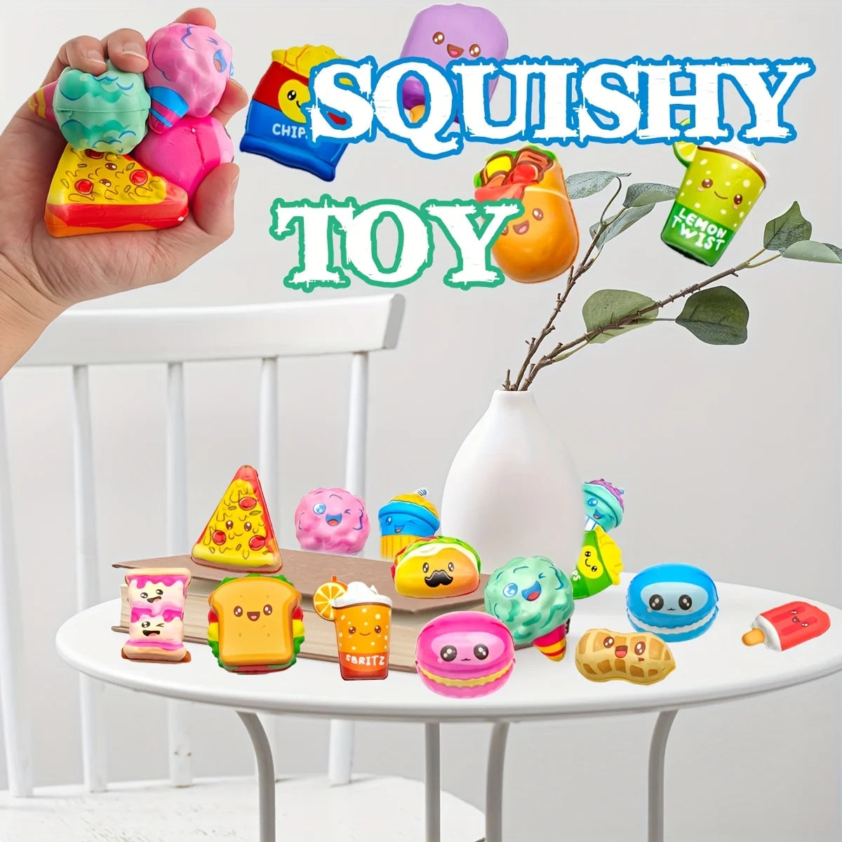 12pcs Mini Squeeze Toys, School and Birthday Gift Pack with Various Food &Fries Slow-Rising Squishy Toys,Random Styles Christ