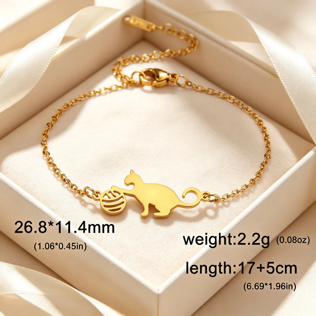 Cute Dachshund Dog Stainless Steel Bracelet for Women's Valentine's Day Commemorative Day Jewelry and Gift - Gold color K
