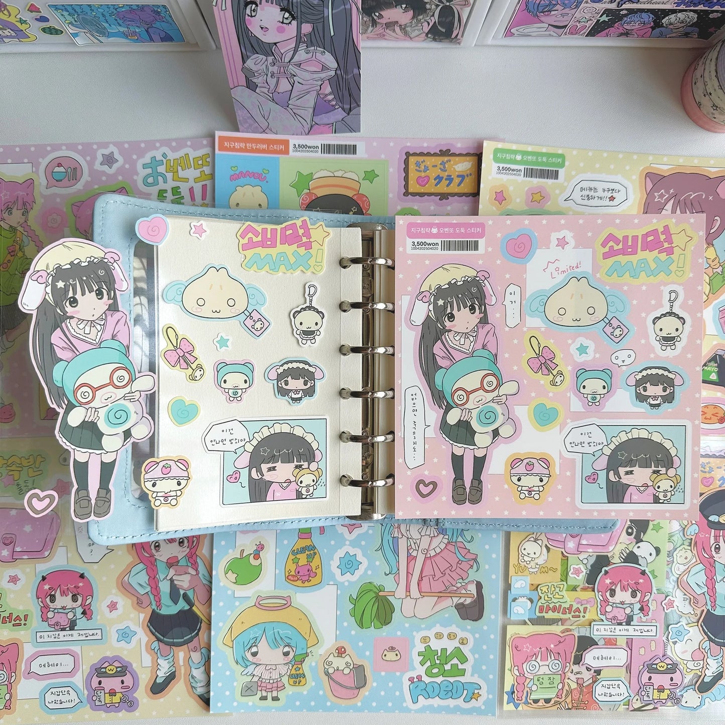 1/6PCS Cute Cartoon Sweet Cool Girl Stickers Hand Account Diary Notebook Planner Scrapbook DIY Decorative Stickers