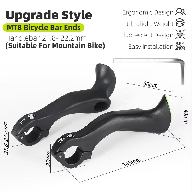 WEST BIKING MTB Bicycle Bar Ends 1 Pair Mountain Handle Bike Handlebar Noctilucence Carbon Handle Bar Grips Cycling Accessori