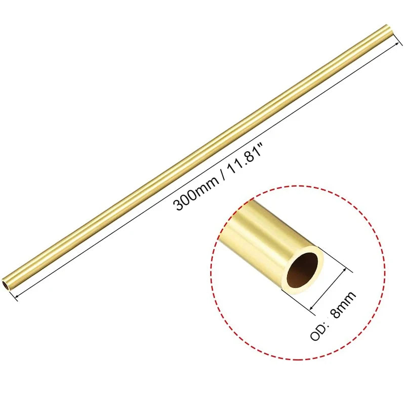 1pcs Brass Tube DIY Length 200mm 300mm 500mm Brass Round Tube Round Diameter 25/22/20/18/16/14/12/10/8/6/5/4/3/2mm