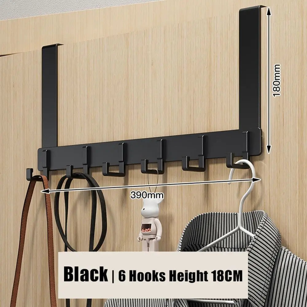 Storage Hooks Over The Door 6 Hooks Clothes Coat Hat Towel Hanger Home Organizer Rack Bathroom Kitchen Accessories Holder - b