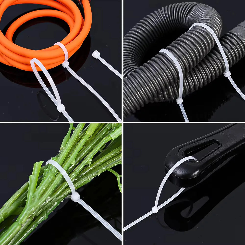 100Pcs Nylon Cable Ties Adjustable Self-locking Cord Ties Straps Fastening Loop Reusable Plastic Wire Ties For Home Office