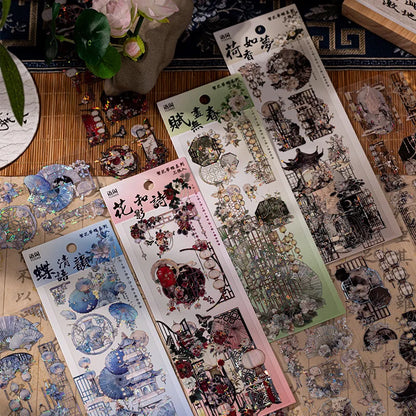 3 Sheets/Bag Of Classical Flower Hot Stamping PET Stickers Chinese Style Creative Diary Notebook Stickers DIY Collage Decorat